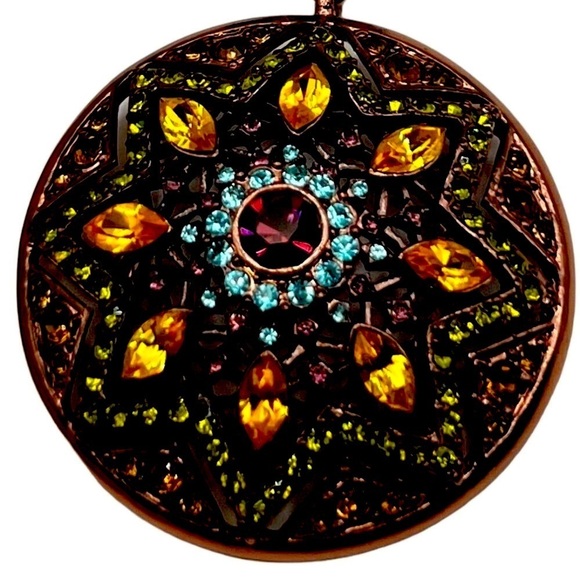 Elegant Beaded Necklace With Colorful Mandala Pendant.  B25 - Picture 7 of 8